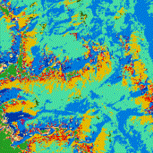 CLUSTER Output - Broad Generalization, max. set to 11, overlaid by vegetation map